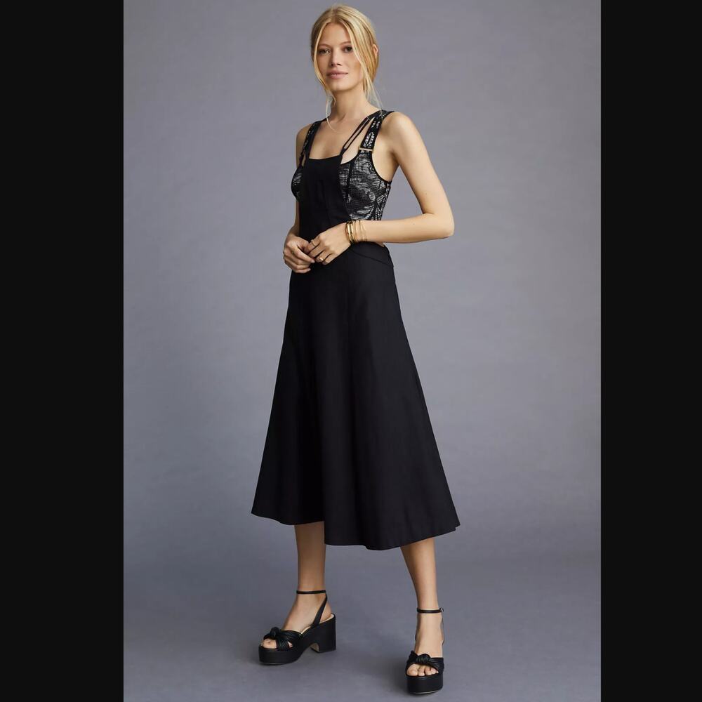 New Anthropologie Modern Black Pinafore Dress - Size 4
